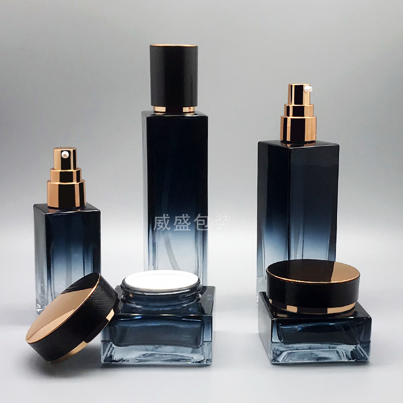 方形瓶子化妆品包装瓶子定制 墨绿色四方瓶(图3)